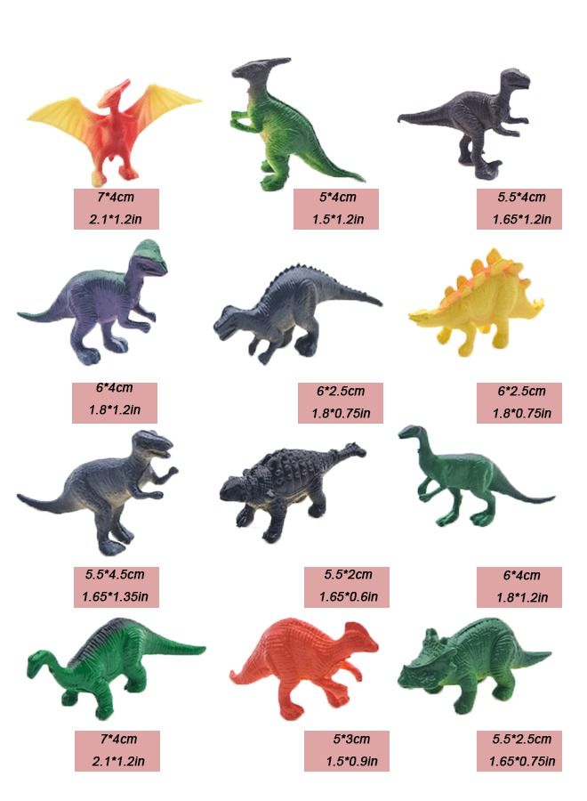 12PCS Mini Dinosaur Toy, Plastic Simulation Dinosaur Model, PVC Solid Dinosaur Model Birthday Party Gift Children's Toy - Image 3