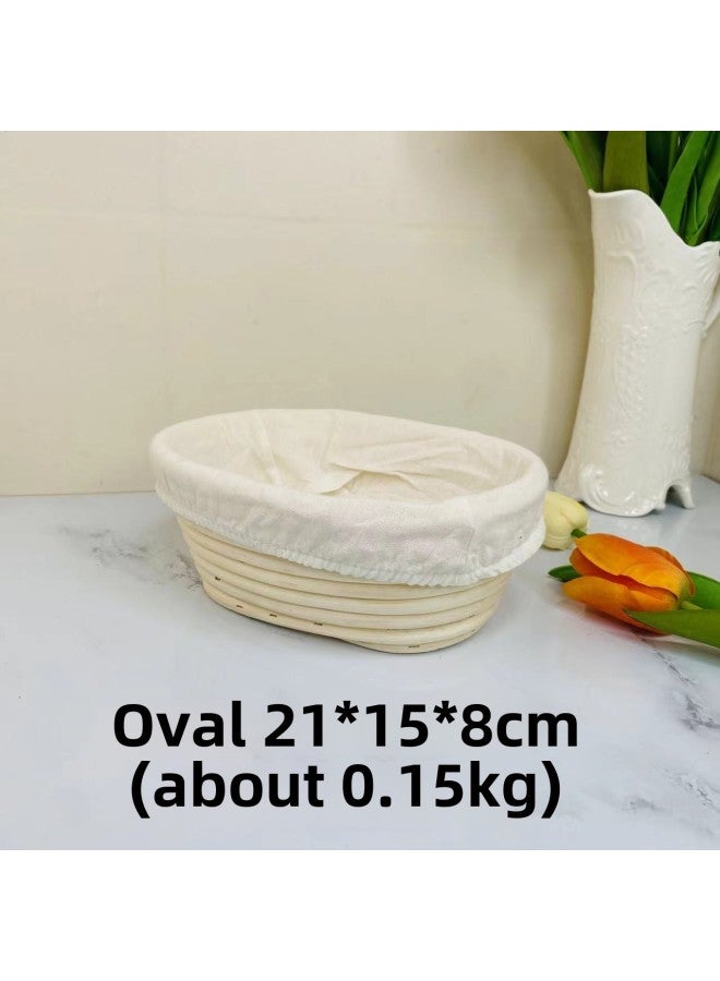 Bread Fermentation Basket Bread Hair Noodle Artifact Baking Tools Household Rattan Basket Dough European Style Fermentation Cloth Blue Mould-Color:Oval 21*15*8cm (send Cloth) - Image 1
