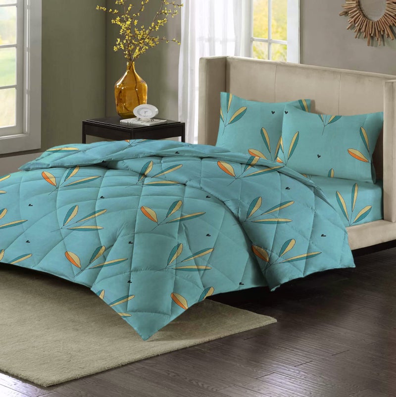 VAS COLLECTIONS 220 GSM Reversible Microfiber AC Comforter/Blanket/Quilt/Duvets for Winter Single Size Bed (240X152 cm, Light Green) - Image 3