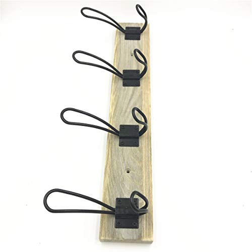 Sageme Wall Mounted Coat Rack, Wooden Entryway Vintage Rustic Coat Rack Hat Hanger Rack Zinc die-cast 4-Hook Rail for The Entryway, Bathroom, Bedroom, Kitchen, Mudroom (Pinewood, Metal 4-Hook) - Image 3
