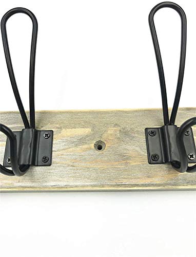 Sageme Wall Mounted Coat Rack, Wooden Entryway Vintage Rustic Coat Rack Hat Hanger Rack Zinc die-cast 4-Hook Rail for The Entryway, Bathroom, Bedroom, Kitchen, Mudroom (Pinewood, Metal 4-Hook) - Image 4