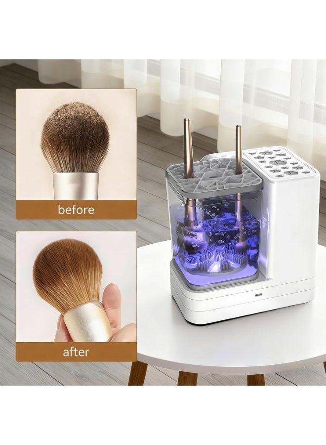 Bukela 5-in-1 Electric Makeup Brush Cleaner & Dryer Machine- Portable Automatic USB Cosmetic Brushes Cleaner Tool with Deep-Clean Silicone Brush for All Size Brushes (Contour, Eyeshadow, Blush) - Image 2