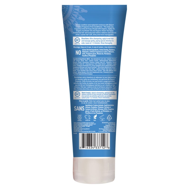 Desert Essence Fragrance Free Conditioner â€“ Gentle, Paraben, Gluten & Cruelty-Free - Smooths & Softens Hair - No Oil Residue - For All Hair Types - 8 fl oz - Image 3