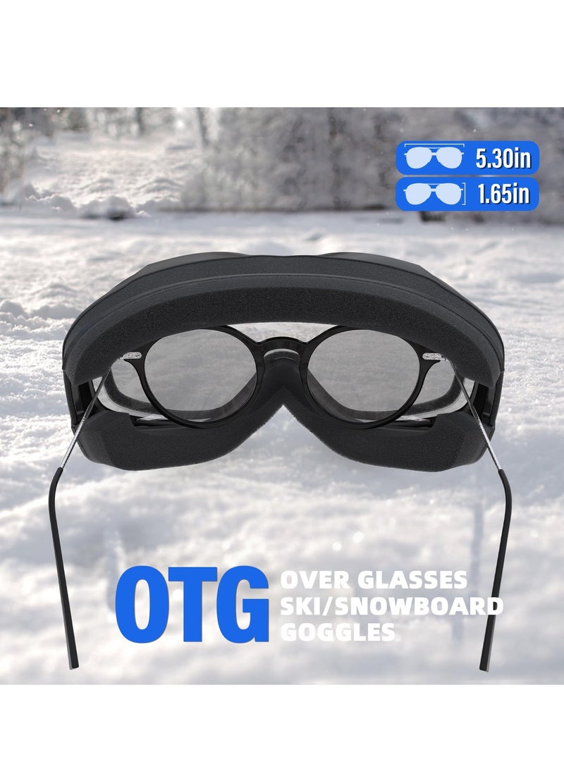 SYOSI OTG Ski Goggles, Over Glasses Ski/Snowboard Goggles, 100% UV Protection, Anti-Fog Ski Goggles Mirrored for Men, Women & Youth, Winter Sports Protective Glasses - Image 4