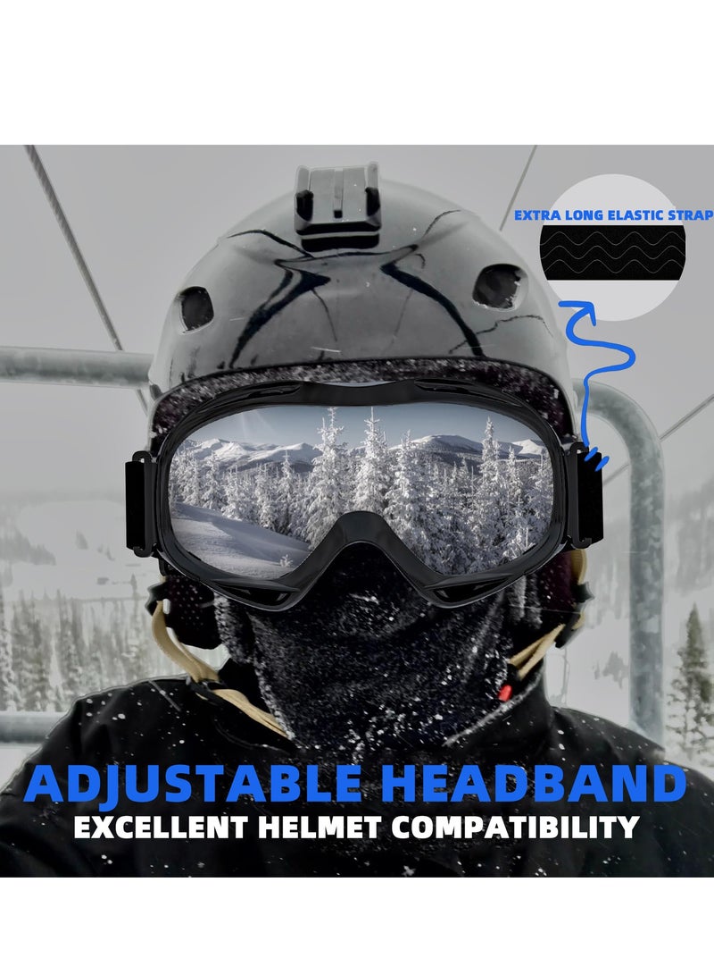 SYOSI OTG Ski Goggles, Over Glasses Ski/Snowboard Goggles, 100% UV Protection, Anti-Fog Ski Goggles Mirrored for Men, Women & Youth, Winter Sports Protective Glasses - Image 3