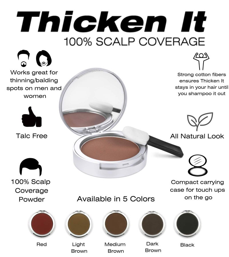 Simply Extensions Thicken It 100% Scalp Coverage Hair Powder - DARK BROWN - Talc-Free .32 oz. Water Resistant Hair Loss Concealer. Naturally Thicker Than Hair Fibers & Spray Concealers - Image 5