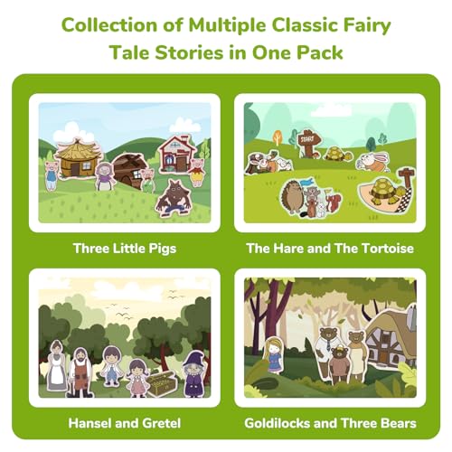 CHEFAN Felt Board Story Set Flannel Board Stories for Toddlers Preschool Three Little Pigs Goldilocks and Three Bears Hansel and Gretel The Hare and Tortoise - Image 5