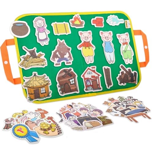 CHEFAN Felt Board Story Set Flannel Board Stories for Toddlers Preschool Three Little Pigs Goldilocks and Three Bears Hansel and Gretel The Hare and Tortoise - Image 1