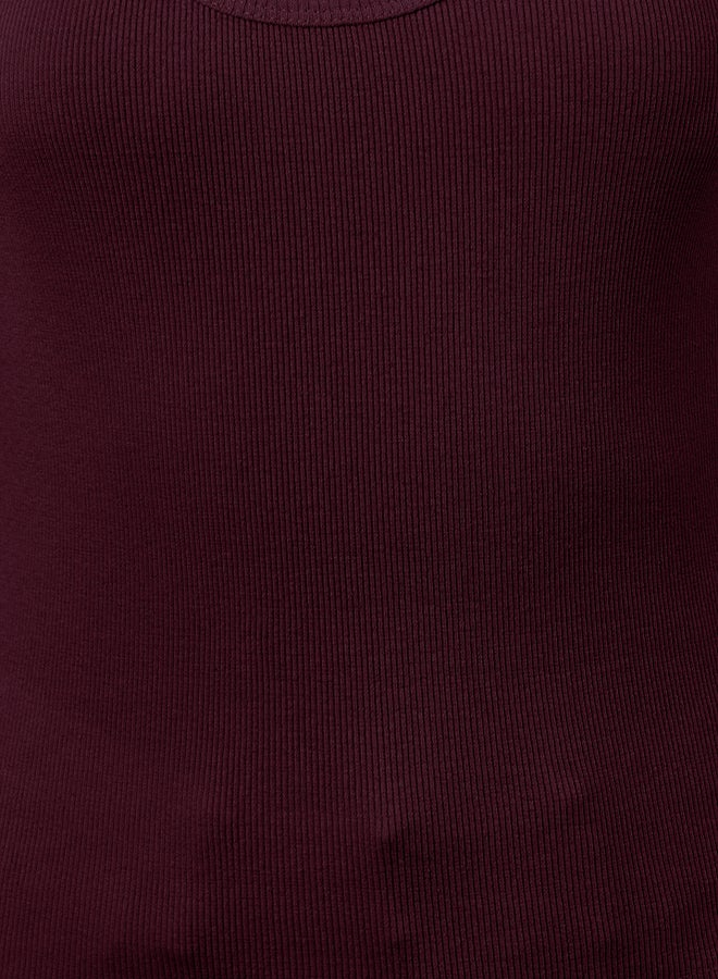 trendyol Claret Red Fitted/Body Fitted Pool Collar Elastic Knitted Tank Top  - Image 3