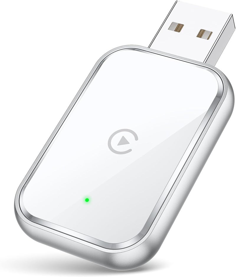 هامبى  محول CarPlay لاسلكي لـ iPhone، يحول السلكي إلى لاسلكي، حجم صغير مع كابل تمديد USB و USB C/Type-C، تحكم مستقر وبدون تأخير، أبيض - Image 1