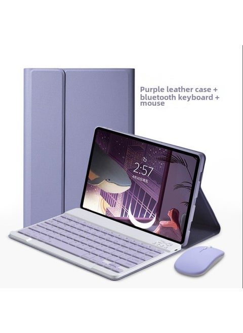 For IPad10 Generation Protective Case Magnetic Suction With Pen Slot Pro11 Bluetooth Keyboard Mouse 9 Generation Tablet Protective Case-Color:Lilac-leather Case Keyboard And Mouse-Applicable Model:iPad Pro12.9 Inch 2022/21/20/18 Universal