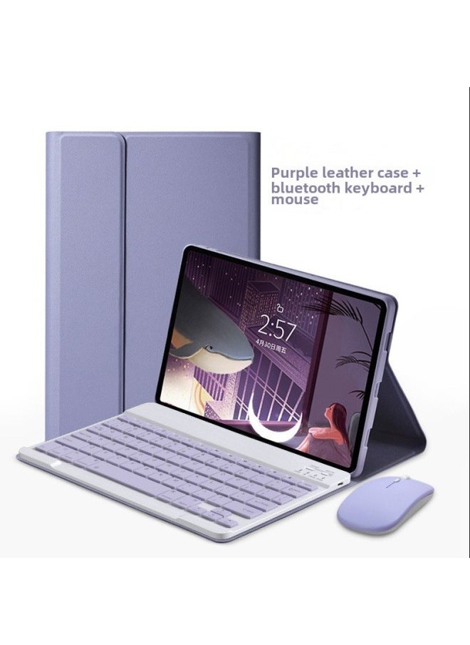 Generic For IPad10 Generation Protective Case Magnetic Suction With Pen Slot Pro11 Bluetooth Keyboard Mouse 9 Generation Tablet Protective Case-Color:Lilac-leather Case Keyboard And Mouse-Applicable Model:iPad Pro12.9 Inch 2022/21/20/18 Universal  - Image 1