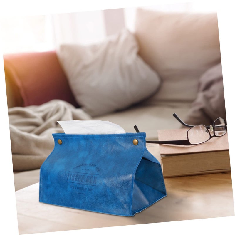Soft Leather Tissue Box Cover With Bottom Belt For Home And Car Decorative Holder - Image 4