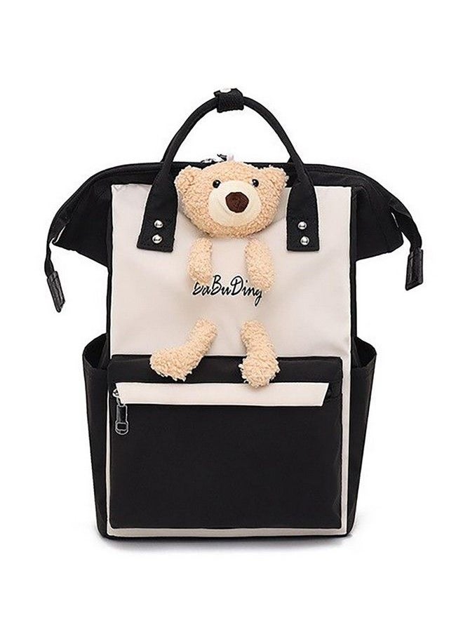 HOUSE OF QUIRK Baby Diaper Bag Maternity Backpack Cut Bear Mom Bag Nylon Stylish Nappy Bags With Multi Function For Baby Bag (Black;White)  - Image 1