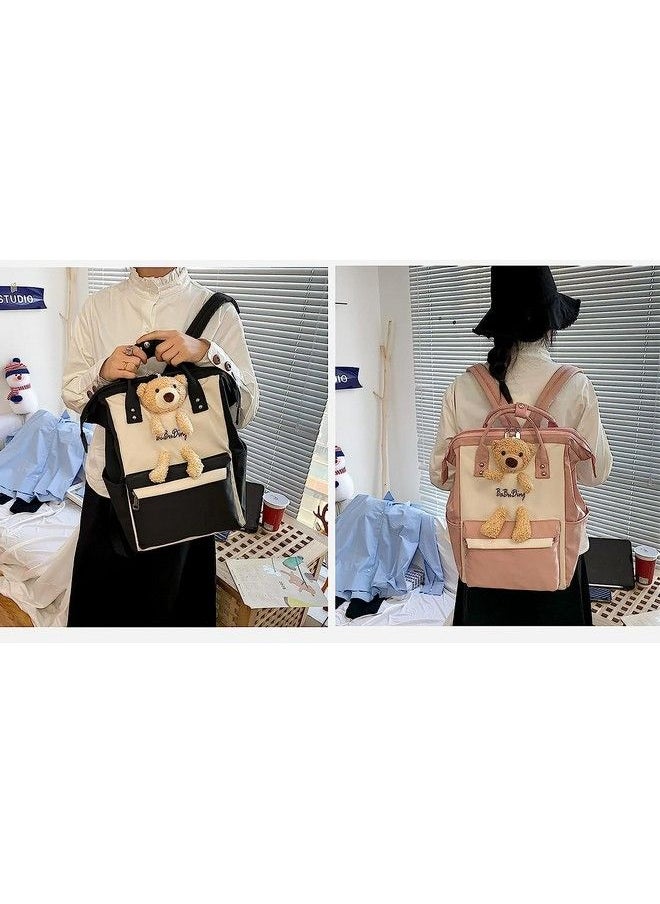 HOUSE OF QUIRK Baby Diaper Bag Maternity Backpack Cut Bear Mom Bag Nylon Stylish Nappy Bags With Multi Function For Baby Bag (Black;White)  - Image 3