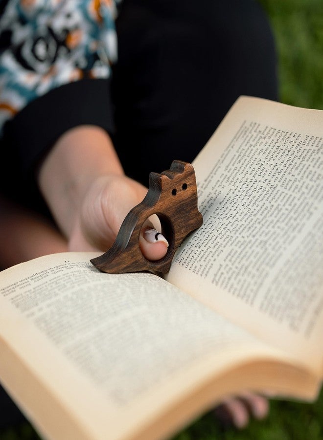 TILISMA Cat Book Page Holder - Handmade Natural Walnut Thumb Bookmark - Novel Reading Accessories Gifts for Readers, Book Lovers Gifts, Bookworm Gifts, Literary Gift - (Small - 0.78") - Image 2