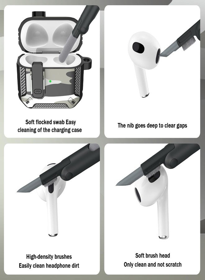 RFUNGUANGO for Airpods 3rd Generation Case, Airpods 3rd Generation Case Compatible with Apple Airpods 3rd Generation 2021, LED Front Light Visible (Cleaning Kit Included)-Snow Camouflage - Image 5