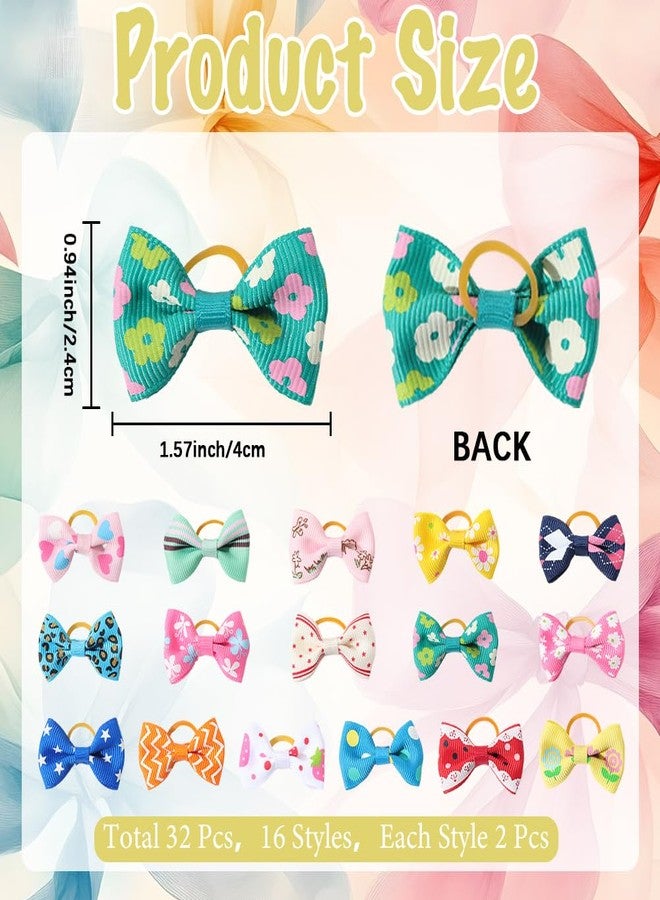 مجموعة CREATCABIN من 32 قطعة (16 ربطة شعر) لربطات شعر صغيرة لطيفة للجراء، مزودة بأربطة مطاطية، مصنوعة يدويًا، مناسبة للكلاب والقطط والأرانب، إكسسوارات تزيين الحيوانات الأليفة، مثالية لحفلات أعياد الميلاد، مقاس 1.6 × 0.9 بوصة. - Image 2
