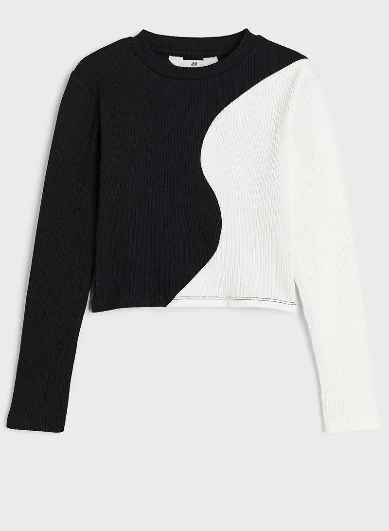 H&M Kids Ribbed Contrast Detail Crop Top