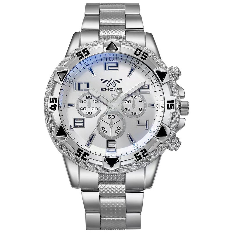 2023 Mens Fashion Quartz Watch Casual Steel Band Silver Silver surface