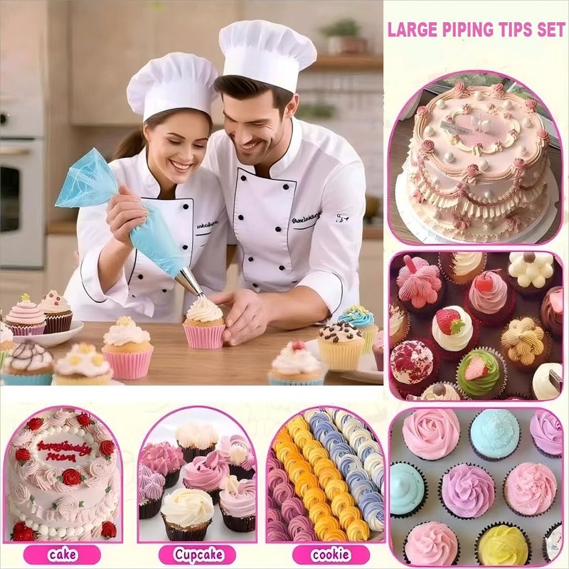 MDLJG Extra Large Piping Tips, Seamless Stainless Steel Icing Piping Nozzle Tip Set, DIY Icing Nozzle Tool for Birthday Cake & Cupcakes, with a Cleaning Brush (1A 356 347 348 1E) - Image 2