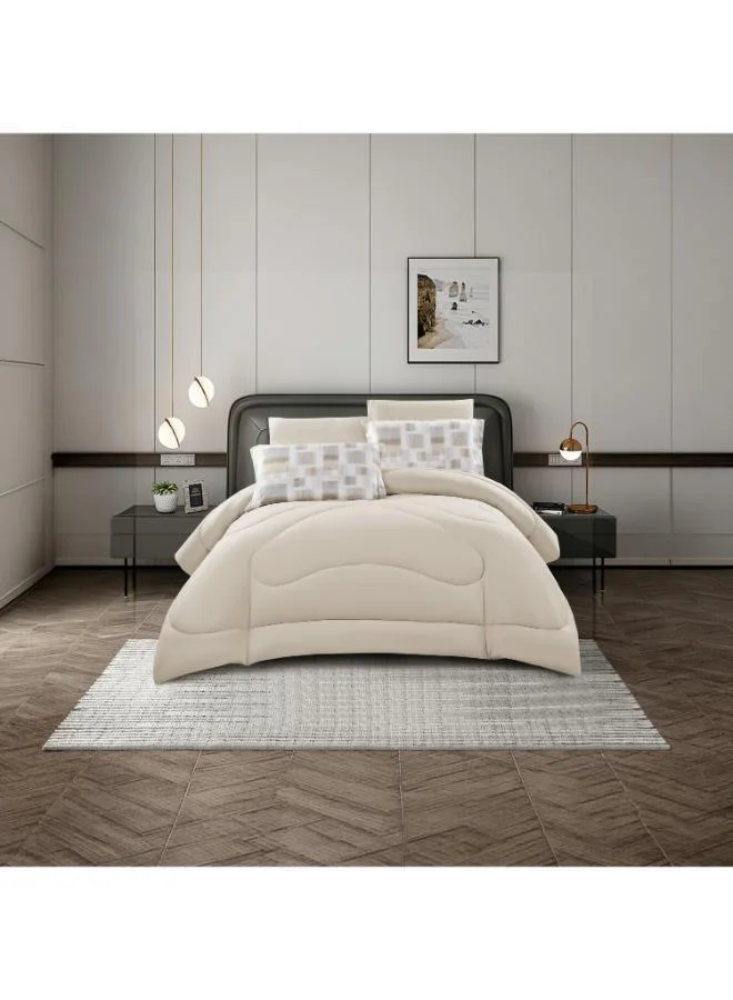 Unique Home Lifestyle Queen Geometric 4 Piece Reversible Comforter Set -170x240cms