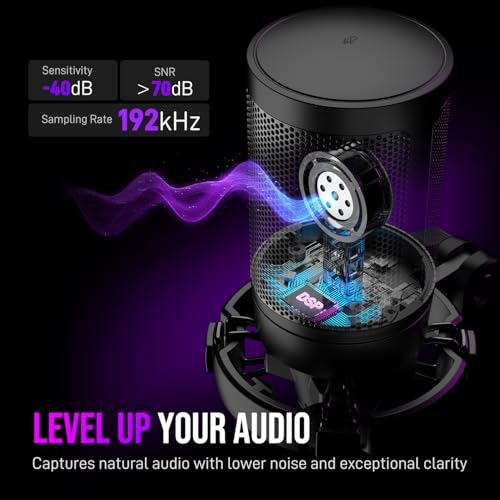 FIFINE A6T USB Gaming Microphone Kit, Plug & Play for PC, PS4/5, Condenser Cardioid Microphone Set with Mute Button, Volume Gain, RGB, Arm Stand, for Streaming, Discord, Twitch, Video, YouTube|Black - Image 3