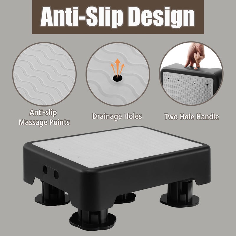 CHIKILLA Adjustable Step Stool for Bedside High Beds, Glow in the Dark Bed Steps for Adults Elderly, 650LBS Heavy Duty Non-Slip Safety Platform for Car, Bathtub, Kitchen, 3 Height Settings 3.7"-5.9" - Image 4