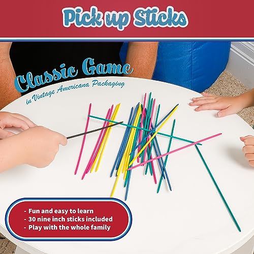 Continuum Games Way Back Toys Pick Up Sticks, 30 Colorful Wooden Sticks and Easy to Carry Container, Game of Steady Hands and Skill, Novelty Family Fun Game for Ages 5 and up - Image 2