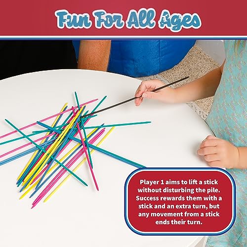 Continuum Games Way Back Toys Pick Up Sticks, 30 Colorful Wooden Sticks and Easy to Carry Container, Game of Steady Hands and Skill, Novelty Family Fun Game for Ages 5 and up - Image 3