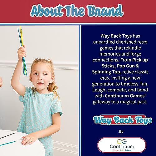 Continuum Games Way Back Toys Pick Up Sticks, 30 Colorful Wooden Sticks and Easy to Carry Container, Game of Steady Hands and Skill, Novelty Family Fun Game for Ages 5 and up - Image 4