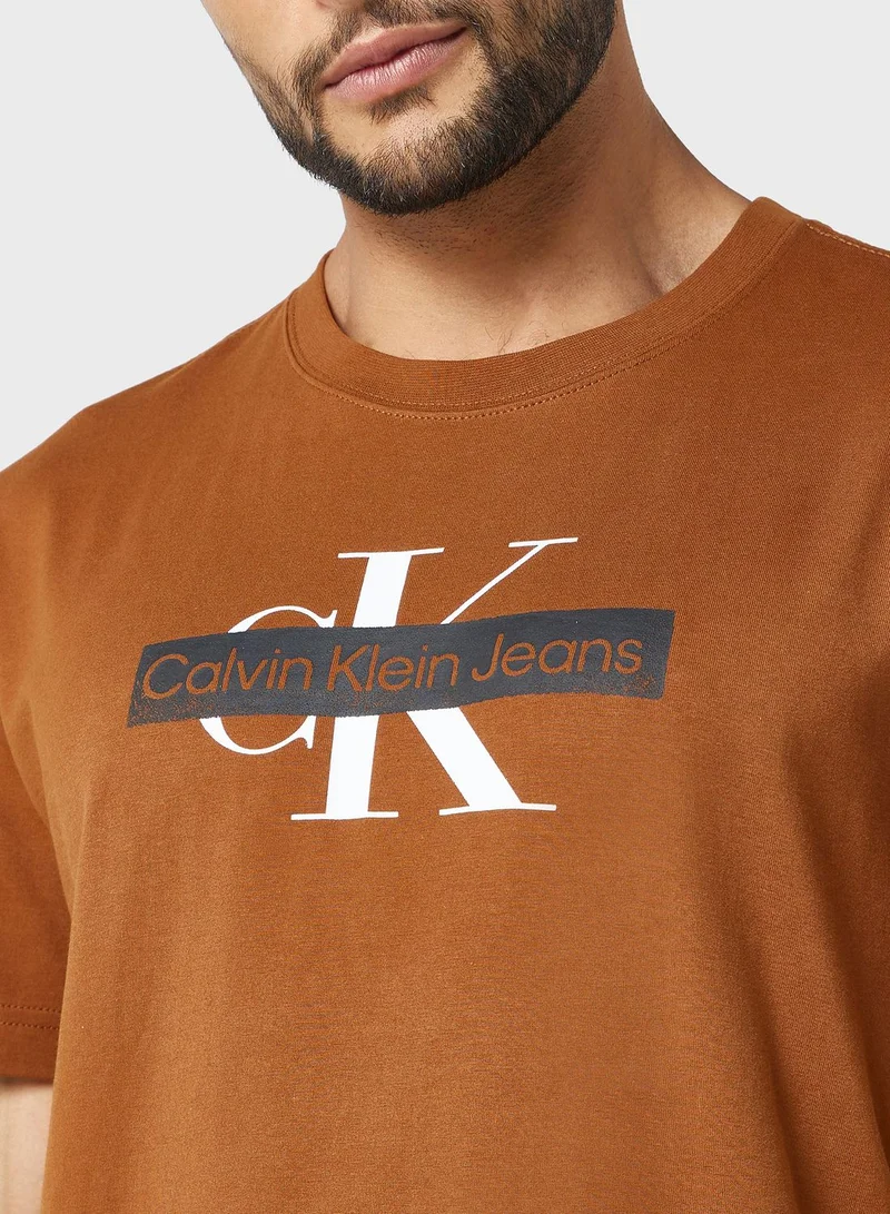 Calvin Klein Jeans Logo Stencil Crew Neck T-Shirt