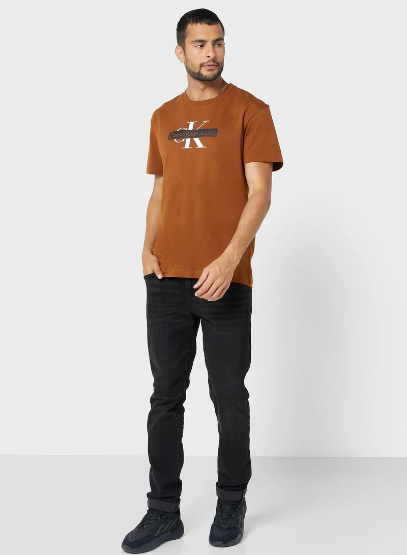 Calvin Klein Jeans Logo Stencil Crew Neck T-Shirt