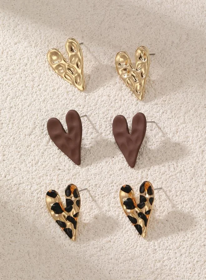 Take Two  Set of 3 - Heart-Shaped Earrings for Women | Best Price UAE