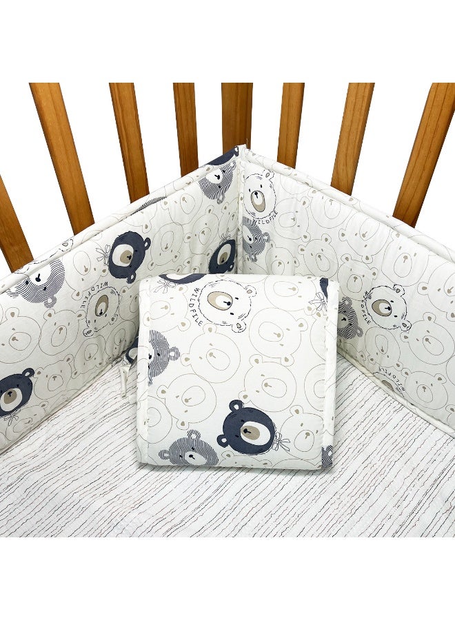 GUDOO Cot Bumper, Crib Bumper, Breathable Mesh Cot Liner, Crib Rail Cover, Baby Boys Girls Nursery Breathable Crib Bed Liner Bumper Baby Crib Rail Cover Protector Guard Padded Cot Rail Wrap for Side Front Rails - Image 3