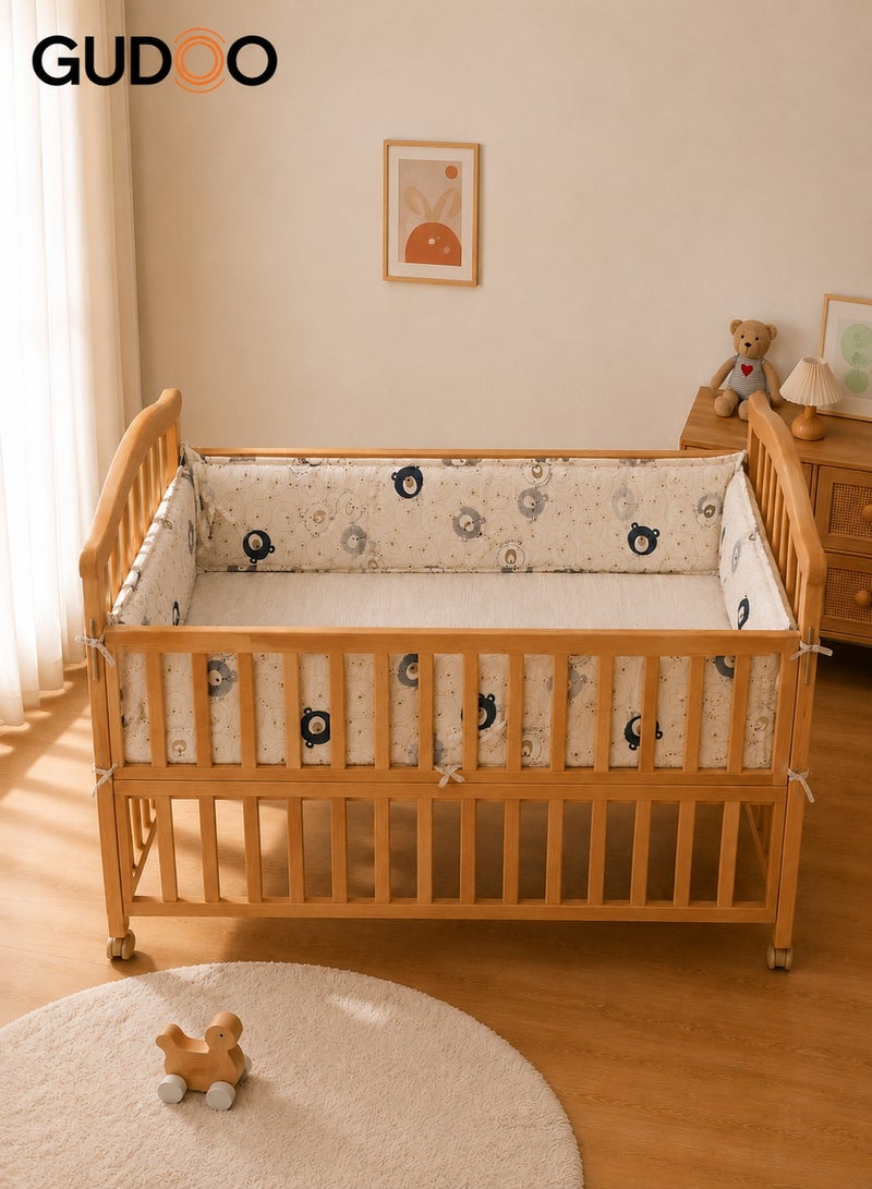 GUDOO Cot Bumper, Crib Bumper, Breathable Mesh Cot Liner, Crib Rail Cover, Baby Boys Girls Nursery Breathable Crib Bed Liner Bumper Baby Crib Rail Cover Protector Guard Padded Cot Rail Wrap for Side Front Rails - Image 1