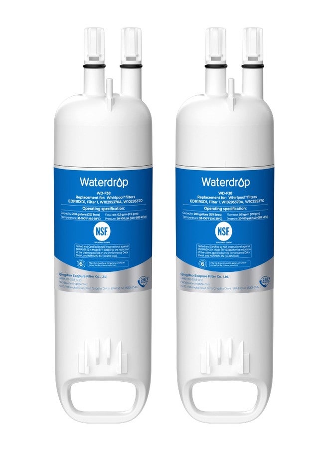 ووتر دروب فلتر مياه بديل من Waterdrop طراز EDR1RXD1 لفلتر Everydrop® 1، وWhirlpool® W10295370A، وEDR1RXD1B، وP8RFWB2L، وP4RFWB، وWD-F38، وKenmore® 46-9081، و46-9930، عبوة من قطعتين - Image 1