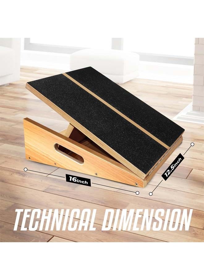 L&E Professional Incline Board, Wooden Slant board calf stretching, Adjustable Incline Board and Calf Stretcher, Stretch Board, Squat Wedge and Anti-Slip Surface  - Image 2