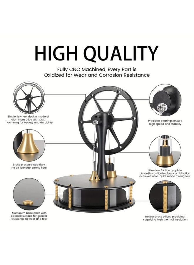 HZZ92 BL Stirling Engine Kit Low Heat Educational Model Aluminum Brass Cylinder - Image 3