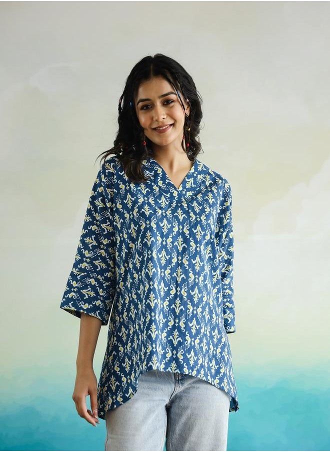 sanskrutihomes All-Over Floral Print V-Neck Cotton Top by Styli  - Image 3