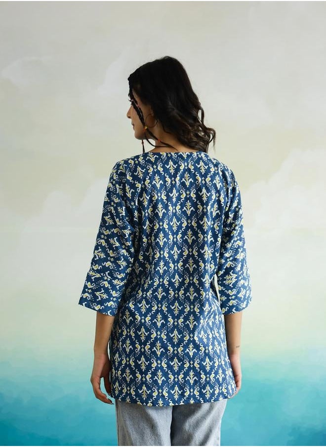 sanskrutihomes All-Over Floral Print V-Neck Cotton Top by Styli  - Image 2