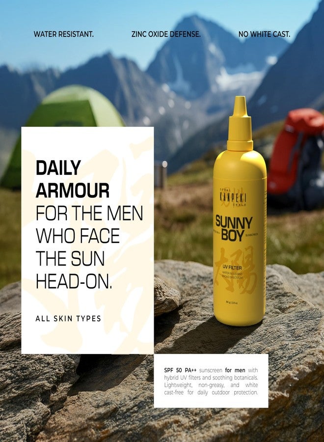 Kanpeki SPF 50 PA++ Sunscreen For Men No White Cast | Water-Resistant, Matte Finish | With Zinc Oxide, Aloe Vera & Vitamin E | Broad Spectrum UVA/UVB Protection | Sunny Boy - 80g - Image 2