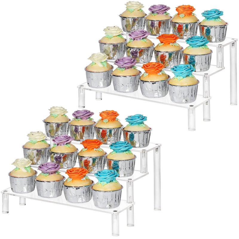 YestBuy Display Shelf Cake Stand  Shelf Cupcake Stand  Multifunctional and Durable Acrylic Stand  Mounting Hardware Included  Ideal for Desserts 3 Tier2 Pack