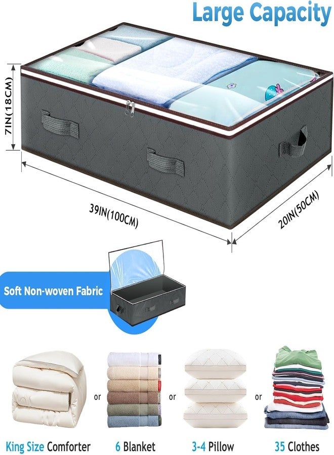 BESTOTTAM 90L Under Bed Storage Containers, Rectangular Closet Organizers and Storage Bags with Durable Zipper, 4 Pack, Grey (1) - Image 3