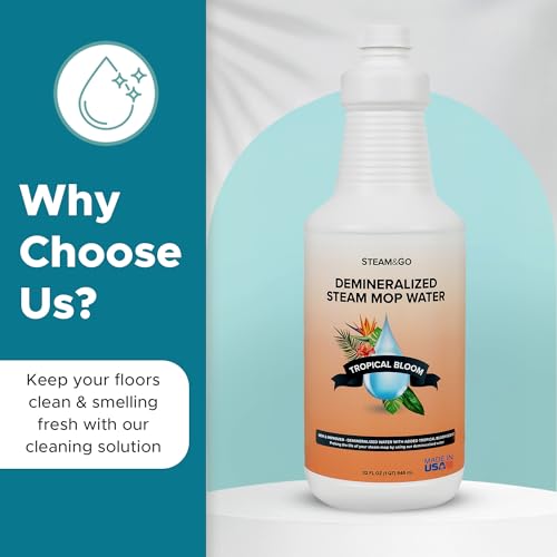 Steam and Go Steam & Go Demineralized Water for Steam Cleaner - PVC-Free Floor Cleaning Solution Compatible for All Steam Mops - Multi-Surface Cleaner for Home Surfaces - Tropical Bloom Scent, 32 oz - Image 3