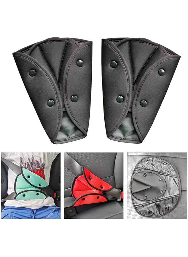 YOMYM Seat Belt Adjuster For Kids 2 Packs Car Seatbelt Safety Cover Triangle Positioner For Short People Firm Auto Shoulder Neck Strap Adjuster Protective Safety Strap Adjuster Pad Harness (Black) - Image 3