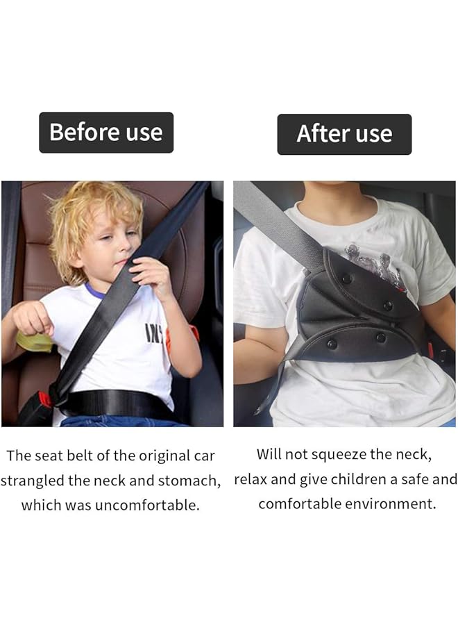 YOMYM Seat Belt Adjuster For Kids 2 Packs Car Seatbelt Safety Cover Triangle Positioner For Short People Firm Auto Shoulder Neck Strap Adjuster Protective Safety Strap Adjuster Pad Harness (Black) - Image 2