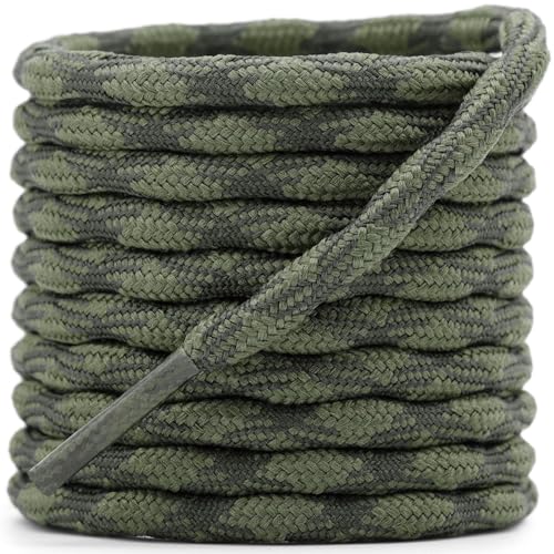 DELELE 2 Pair Round Wave Shape Non Slip Heavy Duty and Durable Outdoor Climbing Shoelaces Dark Brown&Army Green Hiking Shoe Laces Shoestrings-63 inch - Image 1