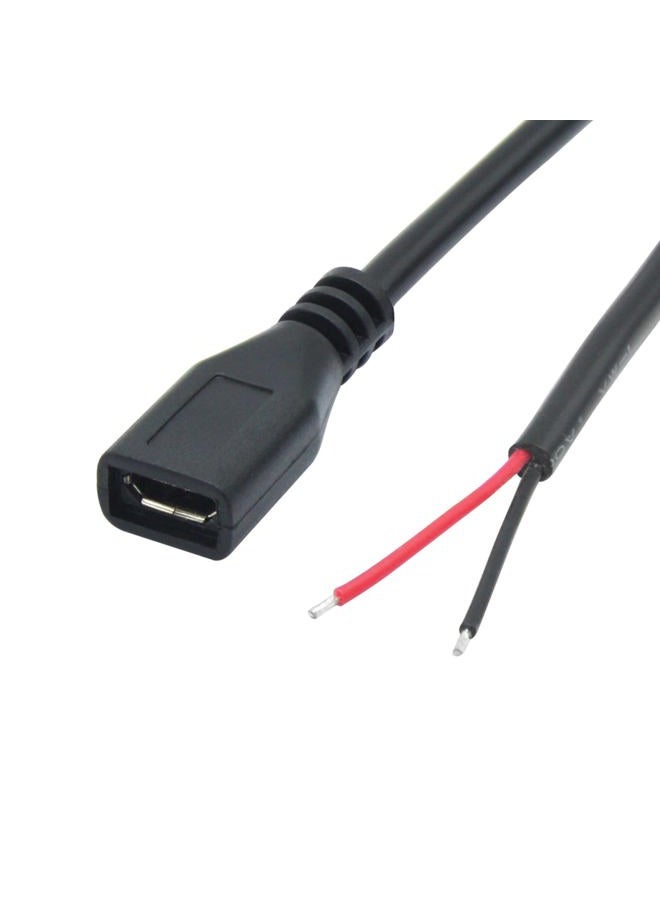 Maixbomr Short Micro USB Female 2 Pin Bare Wire,30cm/11.8in Micro USB to Open End Pigtail Power Cable Easy Soldering,Micro USB 22AWG 3A for Micro USB Equipment Installed or Replace Repair DIY Cable(4Pcs) - Image 2