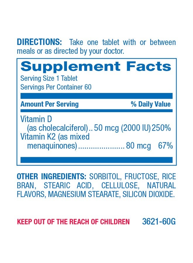 Anabolic Laboratories Chewable Vitamin D and K2 Supplement - Clinical Vitamin D3 K2 2000IU for Bone Teeth Mood and Immune Support Plus Calcium Absorption - Vegetarian Vitamin D Chewable Cinnamon Flavor (60 Day Supply)  - Image 2